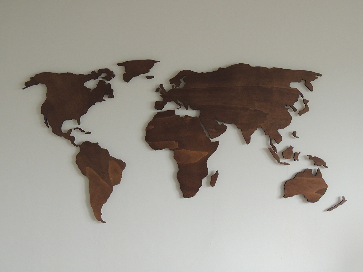 krassen Vakantie uitroepen Wooden world map XL - Paspartoet