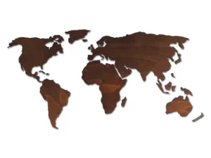 grote houten wereldkaart voor aan de muur