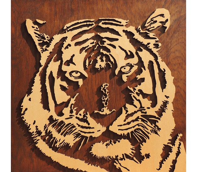 intelligentie Merg variabel wanddecoratie houten tijger dierenkop - Paspartoet